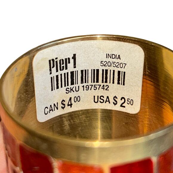 New 6 Vintage Enamel & Brass Napkin Rings Orange and Red Design - Picture 6 of 9